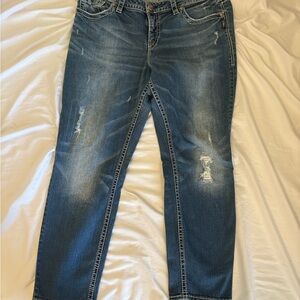 Silver Jeans Women's Cropped Distressed Denim